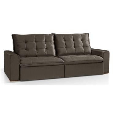 Imagem de Sofá 6 Lugares Retrátil e Reclinável Com Molas Veludo Marrom