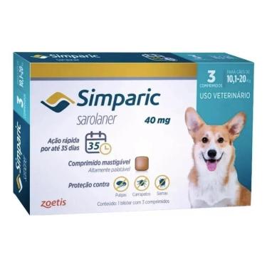 Imagem de Antipulgas Simparic 40mg 3 Comprimidos Cães De Vários Pesos