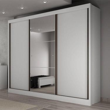 Imagem de Guarda Roupa Casal Ambiente Duna 3 Portas 4 Gavetas Neve Com Espelho - Novo Horizonte