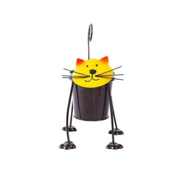 Imagem de Porta-canetas Creative Cat Iron Pencil Pote 15x23x24cm amarelo - yiwei
