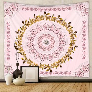 Imagem de Tapeçaria para pendurar na parede Boho Floral Mandala Rosa 150 cm x 13
