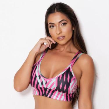 Imagem de Top Tiras sem Bojo Cirrê Cor:Rosa/Verde/PretoTamanho:GG - Inspiração L
