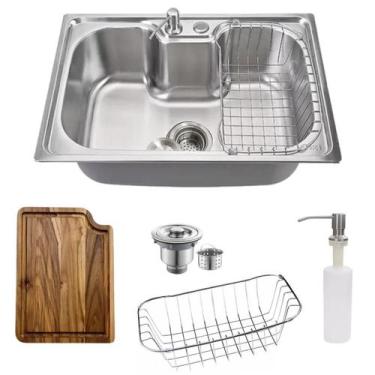 Imagem de Cuba Cozinha Gourmet 60x42cm Inox 304 + Kit Com Tábua Corte - Stillus 