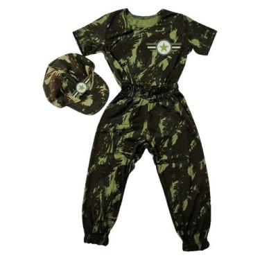 Imagem de Fantasia Infantil Menino Soldado Camuflado Temático Verde - anjo da ma