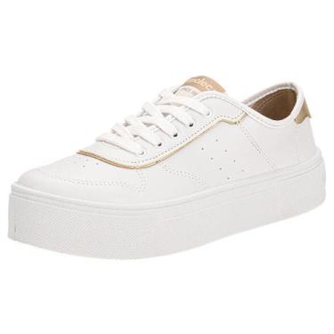 Imagem de Tênis feminino casual moleca 5658539, Branco, Dourado, 36