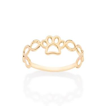 Imagem de Anel Rommanel Patinha Pet Infinito Folheada a Ouro 513431, 20, Dourado
