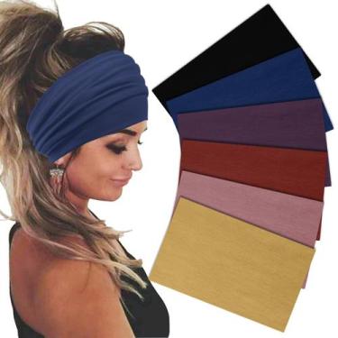 Imagem de Bandanas Sefiinh Wide para mulheres, elásticas, pacote com 6 acessório