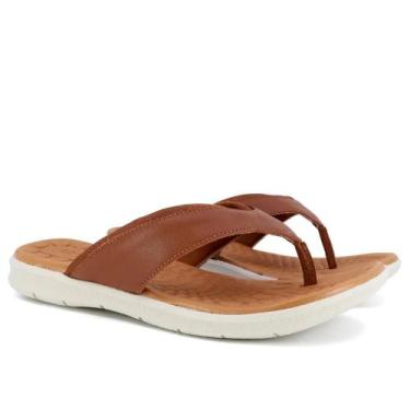 Imagem de Chinelo usaflex af0315004 em couro feminino -, Canela, 35
