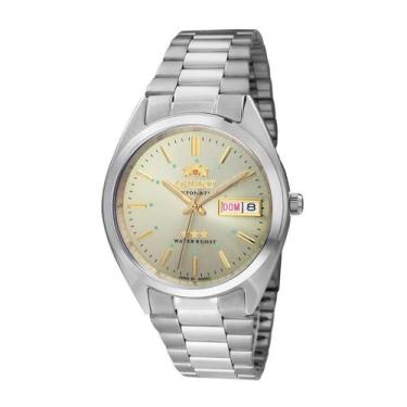 Imagem de Relogio Orient Masculino Automatico prata prateado dourado 3 estrelas 