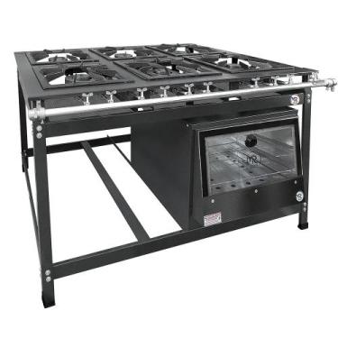 Imagem de Fogão Industrial 6 Bocas a Gás Baixa Pressão com Forno Porta de Vidro 