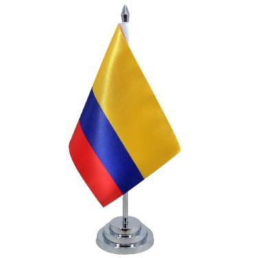 Imagem de Bandeira Mesa Colômbia Com 29 Cm (mastro) Altura Poliéster - SP Bandei