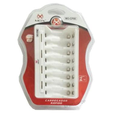 Imagem de Carregador de Pilhas Mox com 8 slots para Pilhas AA ou AAA Entrada Mic