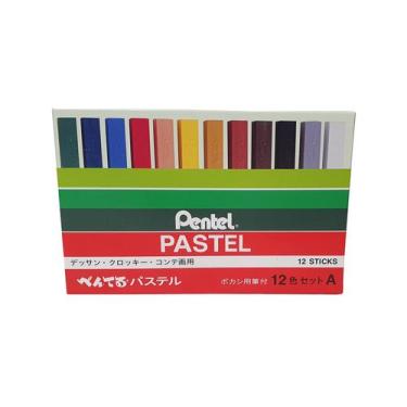 Imagem de Giz Pastel Seco Pentel Profissional com 12 Cores GA-12AD