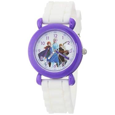 Imagem de Disney Relógio de quartzo japonês para meninas com pulseira de silicone, branco, 16 (modelo: WDS000826)