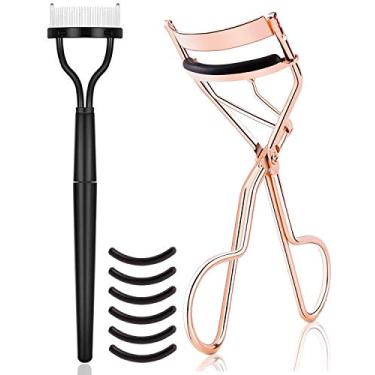 Imagem de (Rose Gold) - TPPICK Eyelash Curler Kit Metal Lash Curlers with Mascara Applicator Eyelashes Separator Comb & 6 Replacement Refill Pads (Rose Gold)