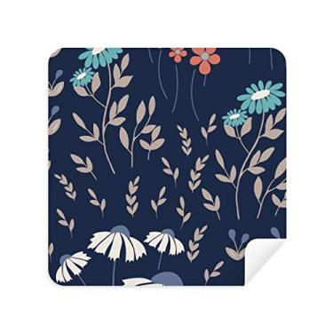 Imagem de Óculos de limpeza de tela de pano para pintura de plantas de flor azul branco tecido de camurça pacote com 2