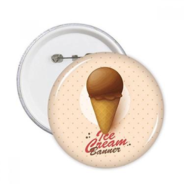 Imagem de Cones de sorvete de chocolate marrom alfinetes redondos emblema botão decoração acessório 5 peças