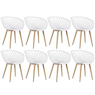 Imagem de Loft7 Home Decor, Kit 8 Cadeiras Clarice Nest Sidera com Apoio de Braços - Branco