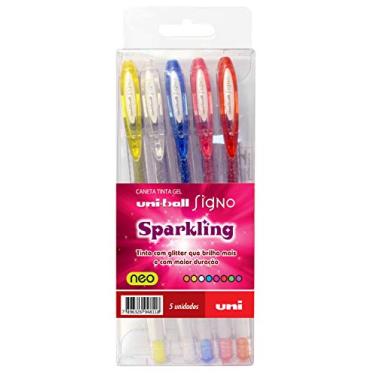 Imagem de Caneta Gel SIGNO Sparkling UM-120SP, Uni-Ball, Estojo com 5 unidades sortidas