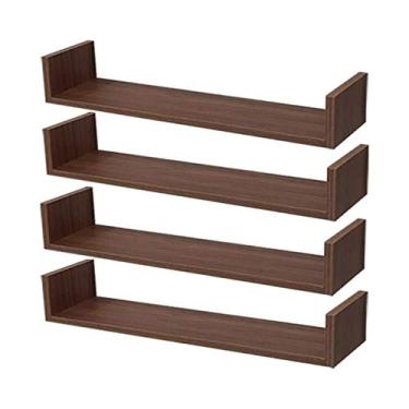 Imagem de Kit 4 Prateleiras U 50 x 10cm Nogal Suporte Invisível