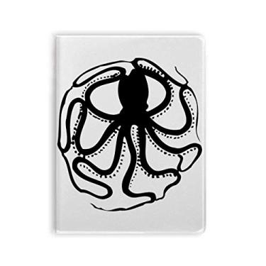 Imagem de Diário de capa macia para caderno com estampa de vida marinha polvo preto