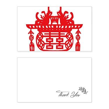 Imagem de Lanterna vermelha chinesa padrão de lótus cartão de agradecimento aniversário comemoração casamento agradecimento