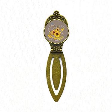 Imagem de Marcador de página retrô com ilustração de girassol para escritório