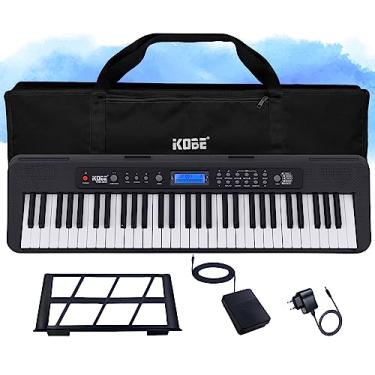Imagem de Kit Teclado Musical Iniciante Kobe KB-300 5/8 61 Teclas com Sensibilidade ao Toque com Pedal Sustain e Capa Preta