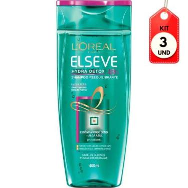 Imagem de Kit C/03 Elseve Hydra Detox Shampoo Anti Oleosidade 400ml