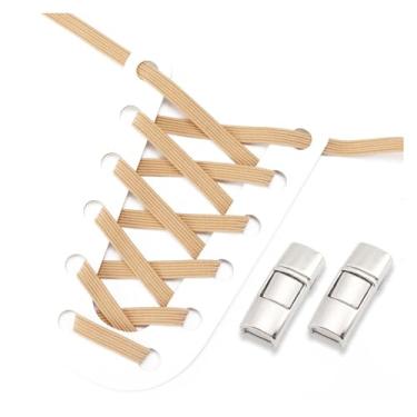 Imagem de No Tie Shoe Laces Men And Women Sneakers Metal Lock Lazy People Shoelace Elastic Shoelaces Shoe Accessories(Light coffee)