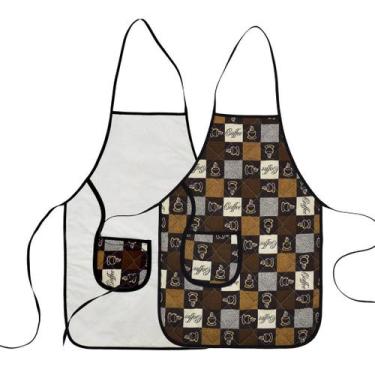 Imagem de Avental de cozinha dupla face café - Recanto da Costura