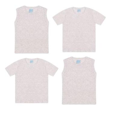 Imagem de Kit Camiseta e Regata Básica Infanto Juvenil Algodão 4 peças - Aymee, 