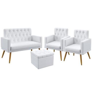 Imagem de Poltrona Namoradeira Vega mais 2 Poltronas Estofada Rodapé E Capitonê 