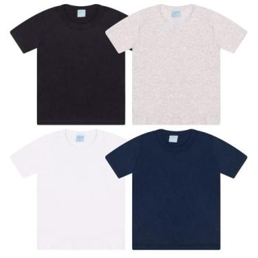 Imagem de Kit 4 Camiseta Infantil Juvenil Menino Algodão Roupa Criança - Aymee, 