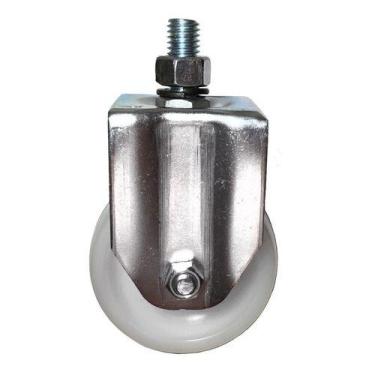 Imagem de (4pçs) Rodizio Fixo 3pol. R312 Nylon Branco Rosca 1/2'' 100kg Por Roda