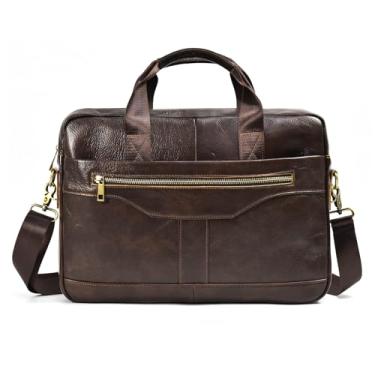 Imagem de LUUFAN Maletas de couro de 39.6 cm, bolsa mensageiro para laptop, bolsa de negócios, viagem para computador, bolsa masculina, 3317kf-café marrom