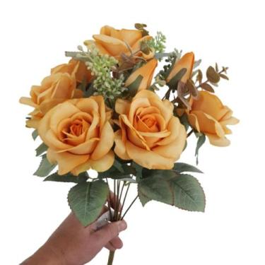 Imagem de Flor artificial buquê rosas 9 ramos - Carmella Presentes, 48cm