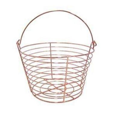 Imagem de Cesta / Fruteira De Mesa Aramado Redonda Com Alca Metalizado Rose Gold