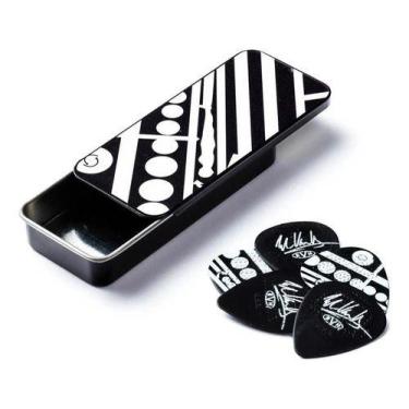 Imagem de Palheta Maxgrip 0.60 Eddie Van Halen Branca E Preta Circulos - Dunlop