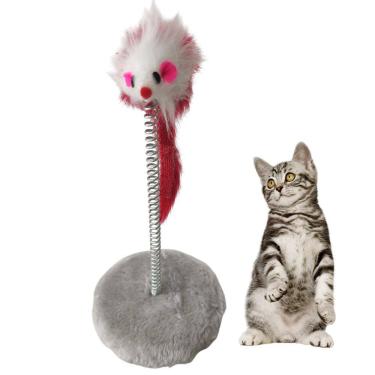 Imagem de Arranhador Gato Pet Ratinho Guizo Mola Felino Brinquedo Interativo Macio Pelucia Diversao Entretenimento Lazer Animal de Estimaçao