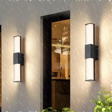 Imagem de Lâmpada de parede LED para ambiente externo quadrada preta IP65 resistente à água Lâmpada de parede acrílica de jardim de metal iluminação interna moderna de alumínio antracite arandela de parede para