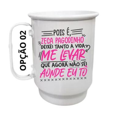 Imagem de Caneca Alumínio 500ml Pois é Zeca Pagodinho, deixei tanto a - LARANJA 