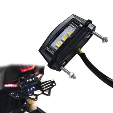 Imagem de Clwalny Luz de placa de licença LED para motocicleta, mini lâmpada de LED branco universal de 12 V à prova d'água 6K freio traseiro lanterna traseira para motocicletas, motos sujas, scooters, ATVs
