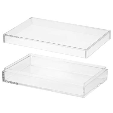 Imagem de PATIKIL Caixa de acrílico com tampa 16 cm x 10 cm x 3,5 cm, caixas de acrílico transparente para cubos quadrados de plástico, organizador de armazenamento para exibição de joias pequenas e doces