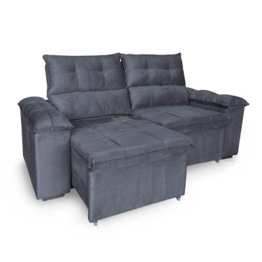 Imagem de Sofá Retrátil E Reclinável 3 Lugares Verona 1,80m - élpis Móveis Veludo Cinza