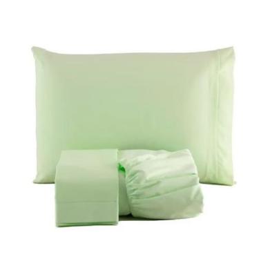 Imagem de Jogo Lençol Casal Queen 4 Pcs Liso 180 Fios Algodão - Relíquias do Int