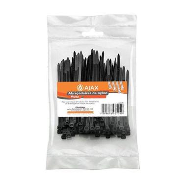 Imagem de Cinta fita abraçadeira de nylon 3,5 x 300 mm preta 2000un - AJAX