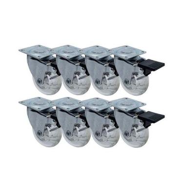 Imagem de Kit 8 un roda rodízio giratório freio gel 2 pol 50mm móveis - AJAX