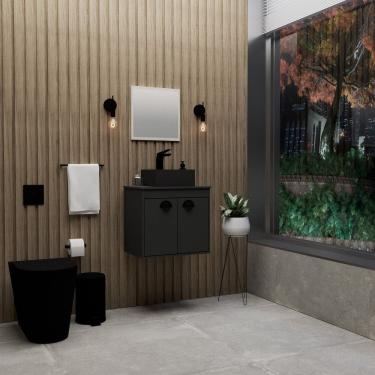 Imagem de Gabinete para Banheiro com Cuba 51cm em MDF Preto