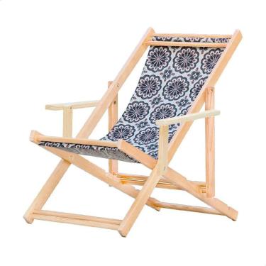 Imagem de Espreguiçadeira Preguiçosa Dobrável Madeira Maciça Natural Mandala